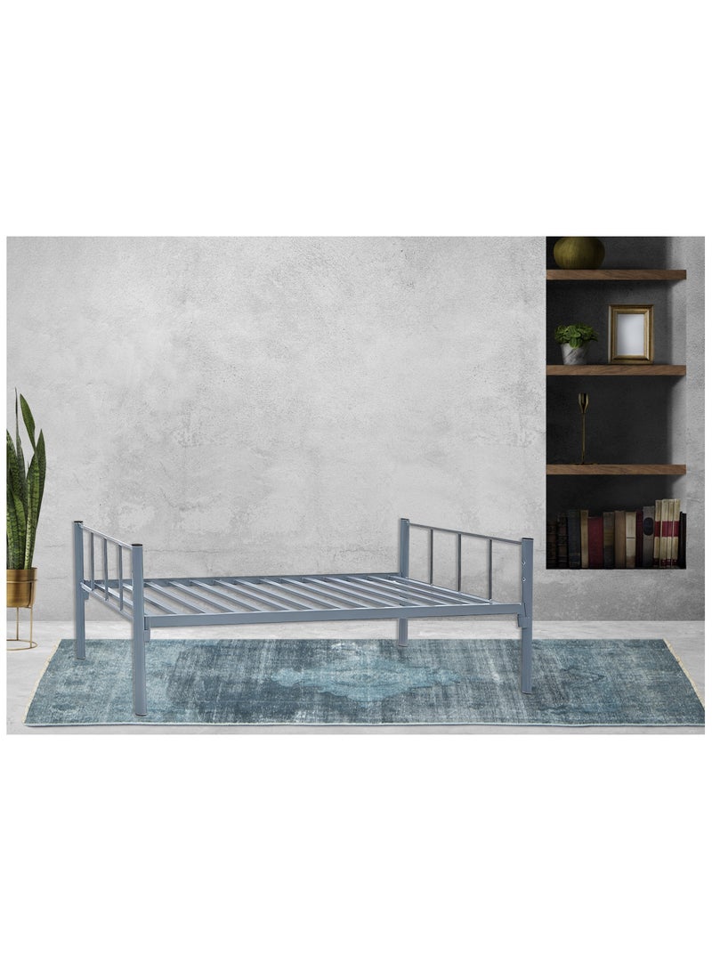 INFINI HOMES INFINI HOMES Steel Metal Single Bed without Mattress (Single, Grey, 190 X 90 X 70 CM) - Image 1