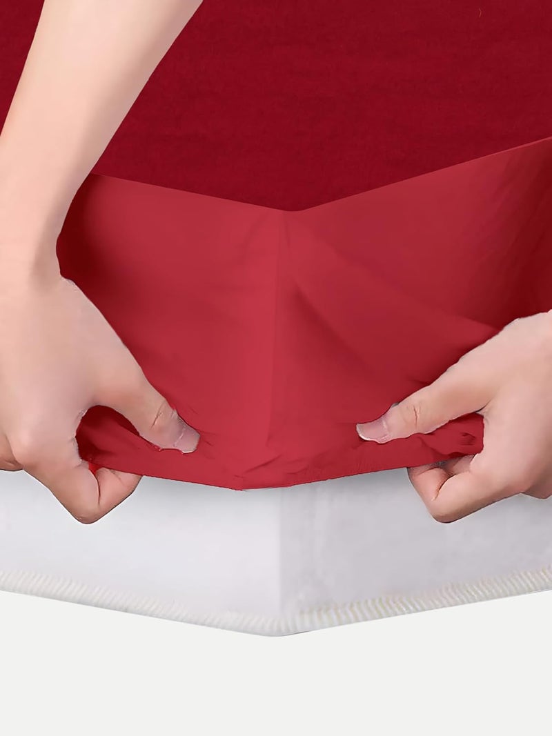 100 Waterproof Premium Cotton Feel Ultra Soft Jacquard for Sigle Bed Hypoallergenic Mattresses Cover Maroon 78x72 BAZ  - Image 3