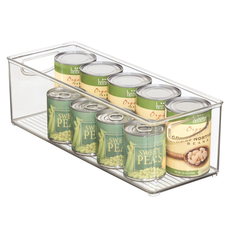 mDesign Plastic Stackable Kitchen Organizer Storage Bin with Handles for Refrigerator Freezer Cabinet and Pantry Shelves Organization Food Container Clear
