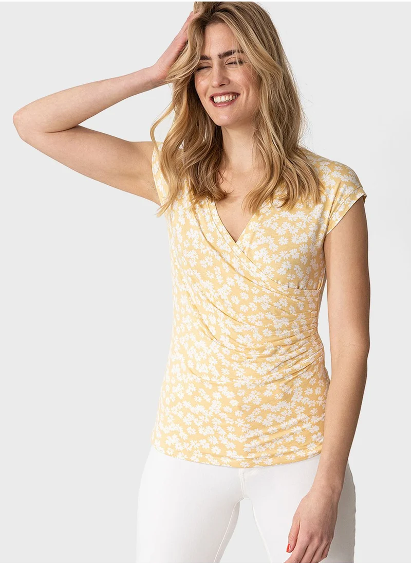 INDISKA Printed V-Neck Top