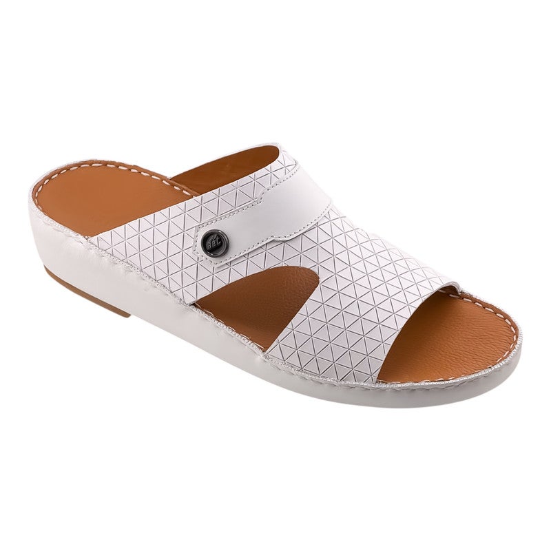 إيت صندل عربي يدوي الصنع للرجال من AET | شبشب رجالي خارجي | شبشب مفتوح من الأمام للاستخدام اليومي | جلد عربي أصلي منقوش مع ابزيم| تصميم عربي جديد | نعل داخلي بني| مريح وخفيف الوزن - Image 1