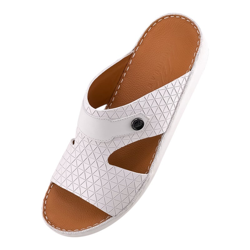 إيت صندل عربي يدوي الصنع للرجال من AET | شبشب رجالي خارجي | شبشب مفتوح من الأمام للاستخدام اليومي | جلد عربي أصلي منقوش مع ابزيم| تصميم عربي جديد | نعل داخلي بني| مريح وخفيف الوزن - Image 3