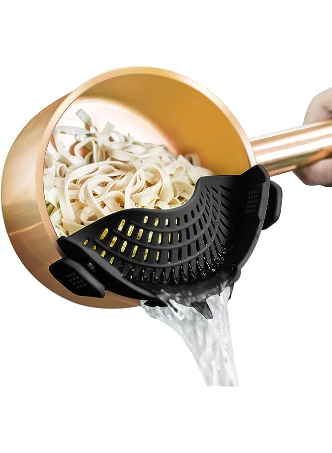 AUOON Clip On Strainer Silicone for All Pots and Pans, Pasta Strainer Clip on Food Strainer for Meat Vegetables Fruit Silicone Kitchen Colander - Image 1