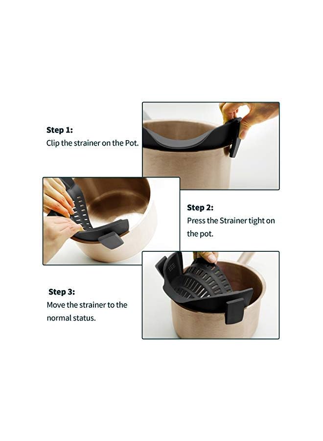 AUOON Clip On Strainer Silicone for All Pots and Pans, Pasta Strainer Clip on Food Strainer for Meat Vegetables Fruit Silicone Kitchen Colander - Image 4