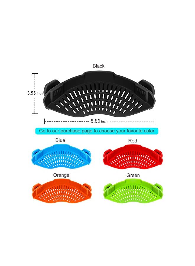AUOON Clip On Strainer Silicone for All Pots and Pans, Pasta Strainer Clip on Food Strainer for Meat Vegetables Fruit Silicone Kitchen Colander - Image 5