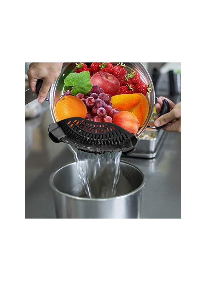 AUOON Clip On Strainer Silicone for All Pots and Pans, Pasta Strainer Clip on Food Strainer for Meat Vegetables Fruit Silicone Kitchen Colander - Image 2