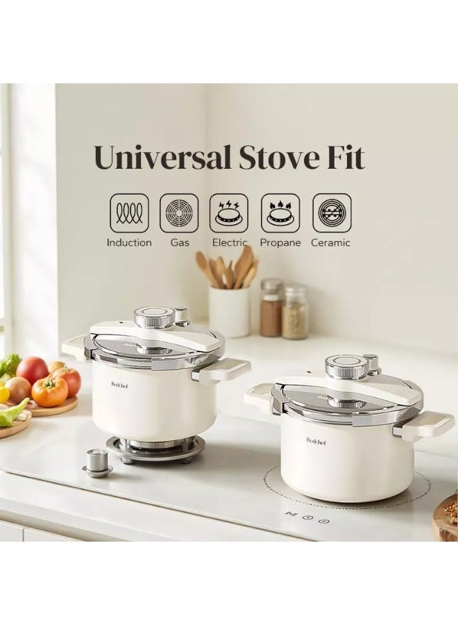 Redchef قدر ضغط ريدشيف سعة 6 لتر مصنوع من الفولاذ المقاوم للصدأ 304 السميك المقاوم للانفجار، خالٍ من PFAS وPTFE وPFOA، ومناسب لجميع أنواع المواقد (أحمر-6 لتر). - Image 4