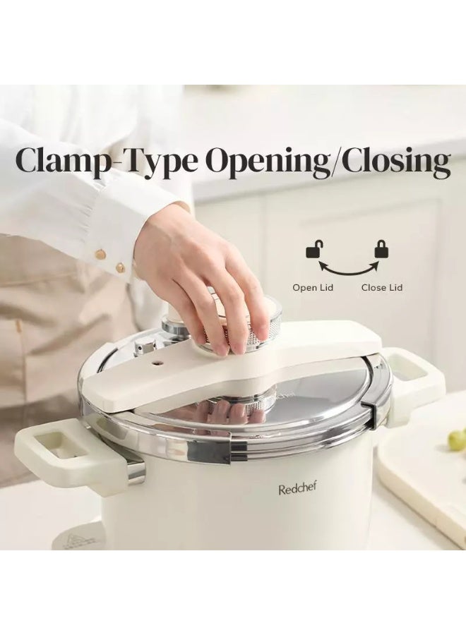 Redchef قدر ضغط ريدشيف سعة 6 لتر مصنوع من الفولاذ المقاوم للصدأ 304 السميك المقاوم للانفجار، خالٍ من PFAS وPTFE وPFOA، ومناسب لجميع أنواع المواقد (أحمر-6 لتر). - Image 3