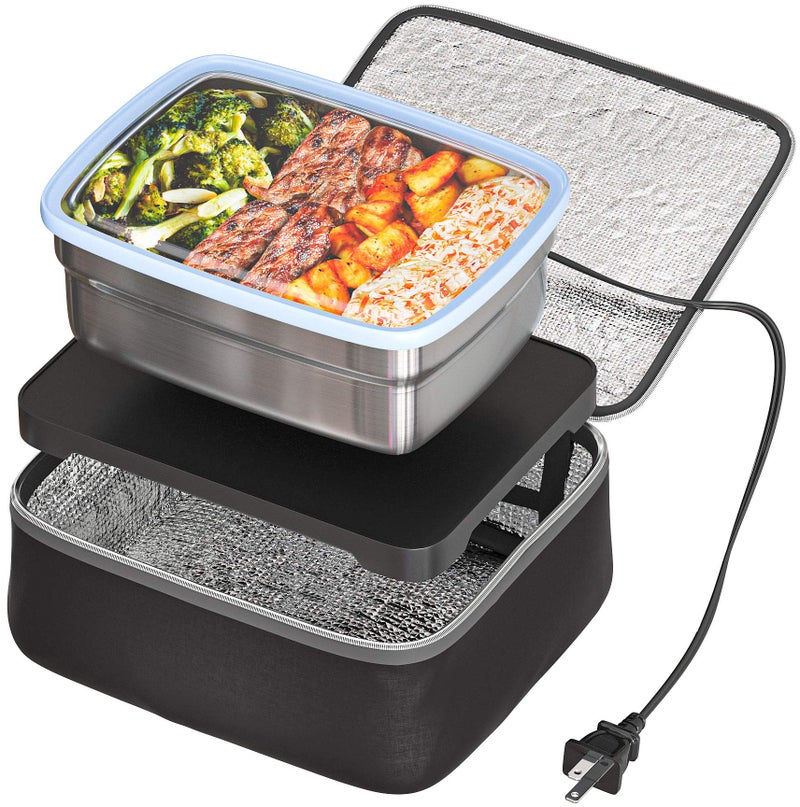 Skywin Portable Heated Lunch Box with Type A Wall Plug, Food Warmer Lunch Box, Personal Meal Reheater, No Microwave Needed, Container Included (Black) - Image 1
