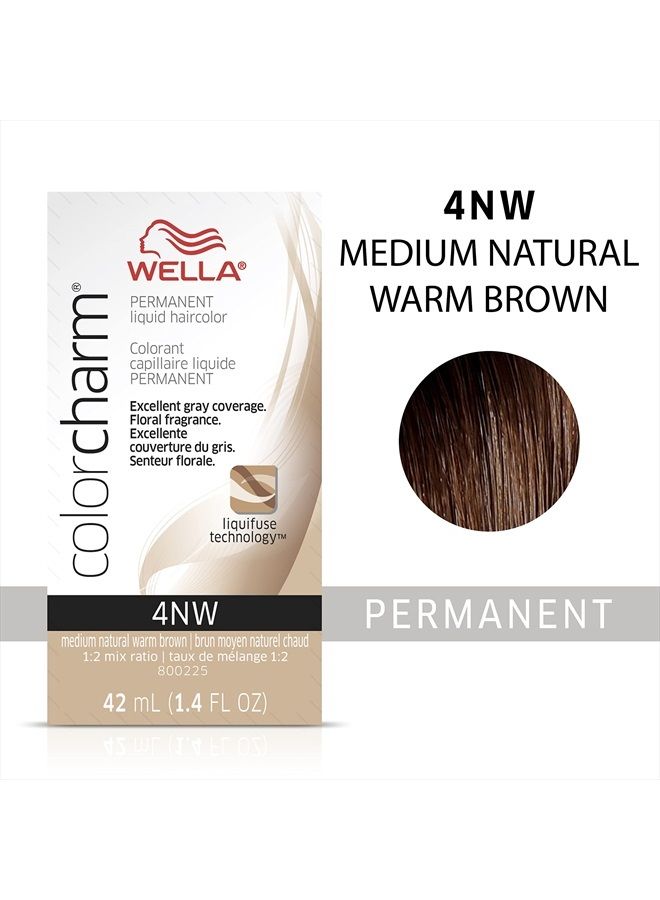 WELLA Color Charm Permanent Liquid Hair Color for Gray Coverage, 4NW Med Natural Warm Brown - Image 2