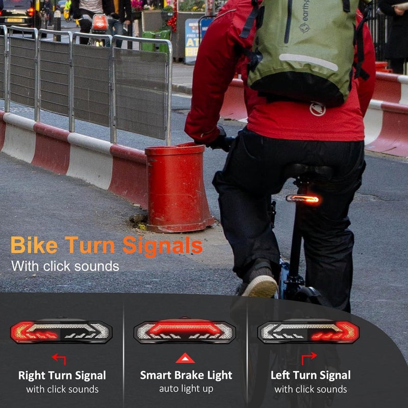 WSDCAM Bike Light Set with Bike Horn Alarm, Remote Control Bike Tail Light with Turn Signals and Brake Light Bike Alarm Horn, Bike Headlight for Night Riding, Rechargeable Rear and Front Bike Light - Image 5