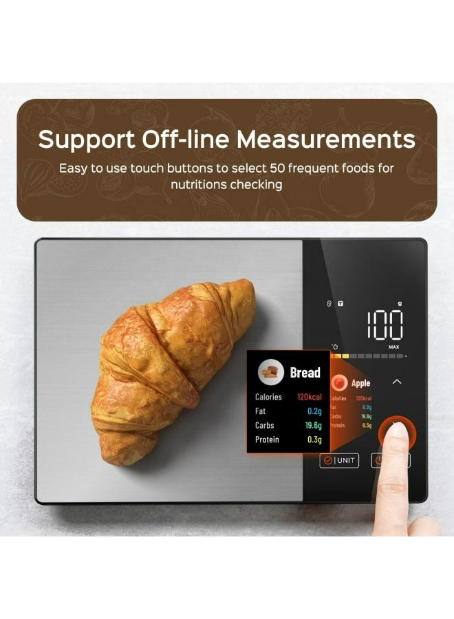 Tradeo Smart Nutrition Digital Kitchen Scale with TFT color touchscreen, Bluetooth connectivity, and precise sensors. High-end design for accurate weighing, smart tracking, and modern kitchen convenience. - Image 2
