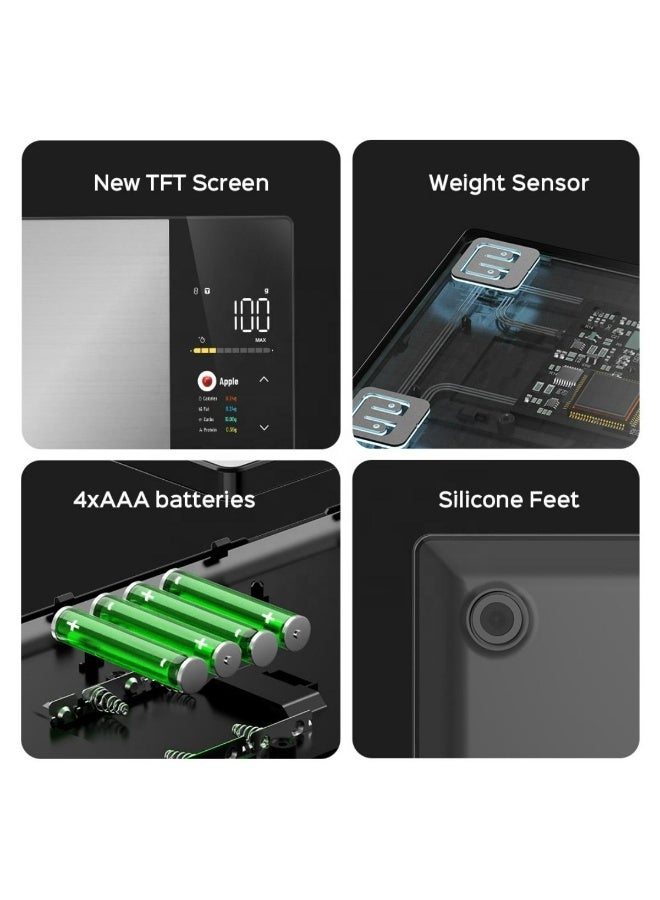 Tradeo Smart Nutrition Digital Kitchen Scale with TFT color touchscreen, Bluetooth connectivity, and precise sensors. High-end design for accurate weighing, smart tracking, and modern kitchen convenience. - Image 4