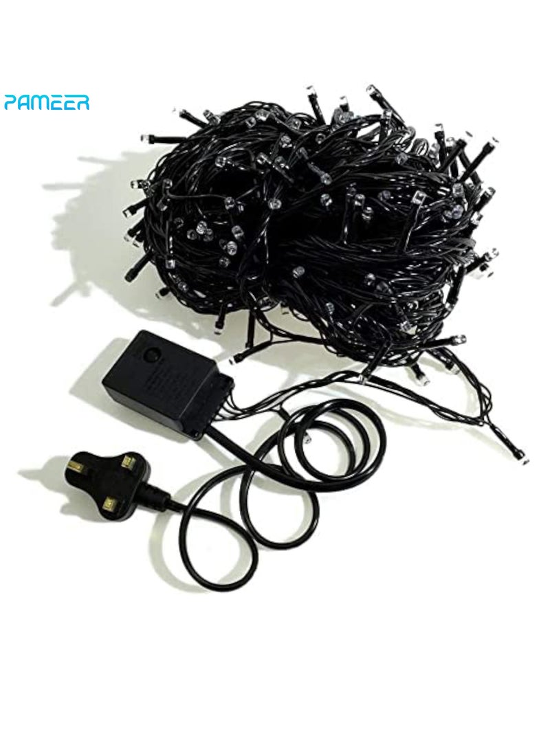 PAMEER - Cool White 70ft 258 LEDs String Lights Black Wire Plug-in LEDs String for Home Decorative LED Strip for Christmas Xmas Tree EID Ramadan Diwali and Wedding Parties Decoration Box Button Control 8 Modes - Image 1