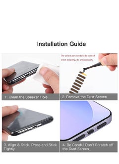 Generic Phone Speaker Dustproof Protector Stickers, Speaker Mesh Anti Dust Adhesive Cover with Metal Anti Dust Plugs, Phone Port Cleaning Brush & Tweezer for all phone  - Image 3