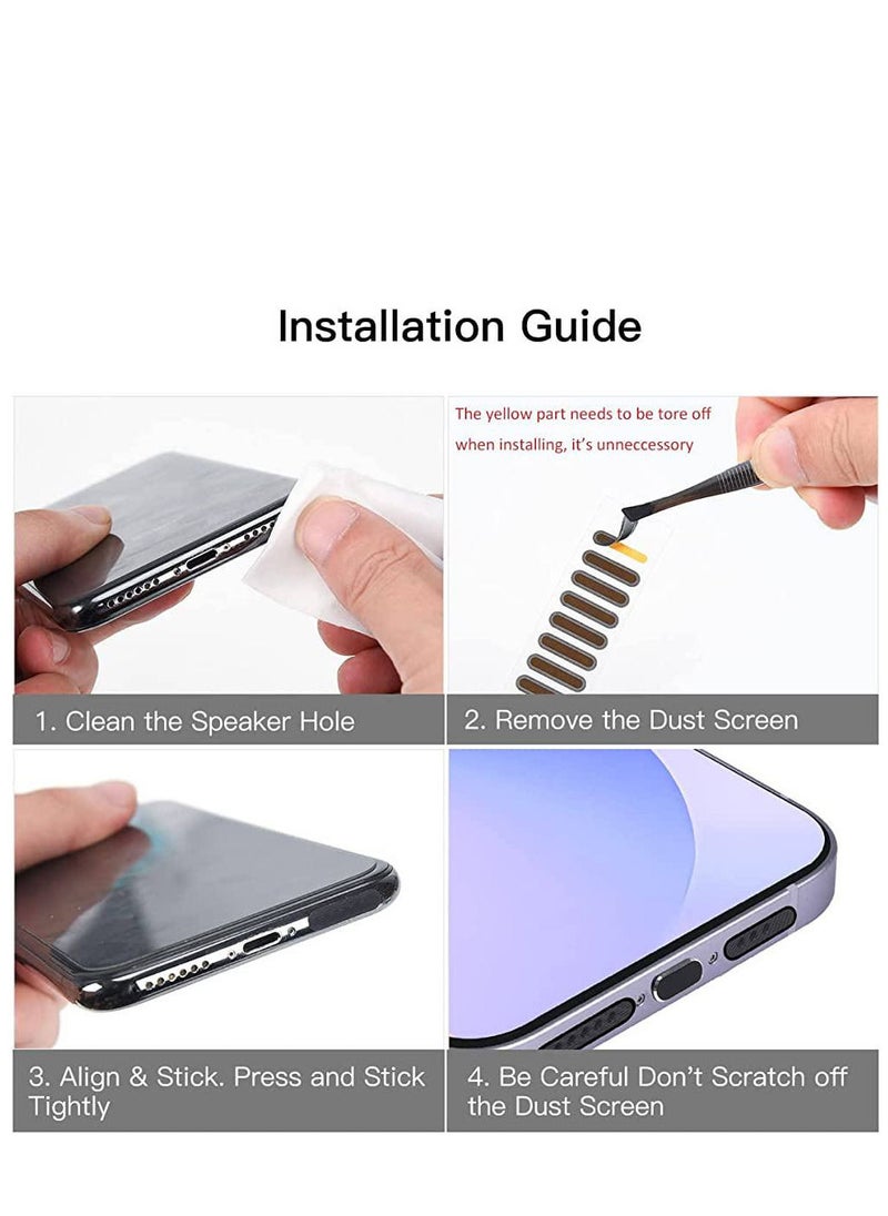 Generic Phone Speaker Dustproof Protector Stickers, Speaker Mesh Anti Dust Adhesive Cover with Metal Anti Dust Plugs, Phone Port Cleaning Brush & Tweezer for all phone  - Image 3