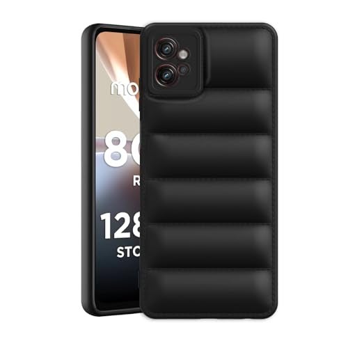 Plus Puffer Case Camera Protection Soft Back Cover for Motorola Moto G32 - Black - Image 1