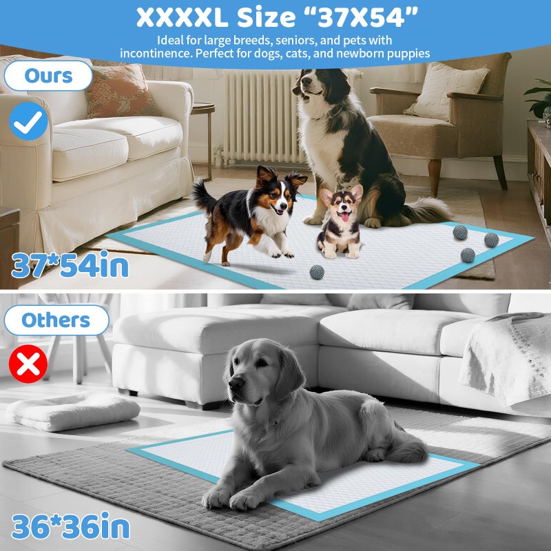 Gimars XXXL Extra Thick 130g Dog Pee Pads 37"x54" â€“ 30 Count, 6-Layer Leak-Proof Puppy Training Pads for Large, Senior, Puppy Dogs, Cats, Rabbits â€“ Indoor, Outdoor, Travel & Crate Use - Image 2