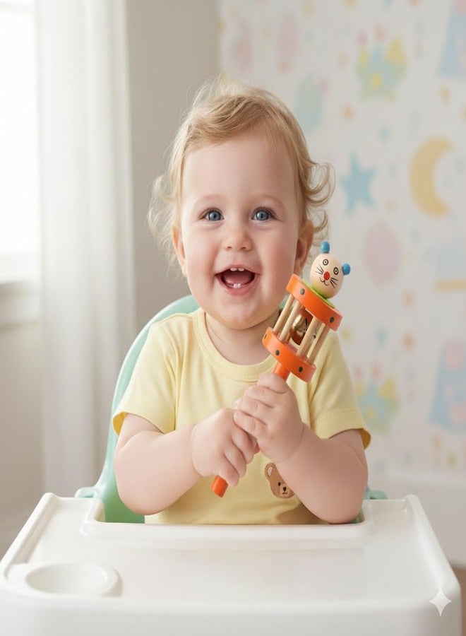 DIETURY Wooden Baby Rattle & Teether Toy Set of 3 for Newborn Babies | Natural Handmade Musical Rattle Toys | Safe Non-Toxic Wooden Sensory & Early Learning Toys for Infants & Toddlers (0-24 Months) - Image 2