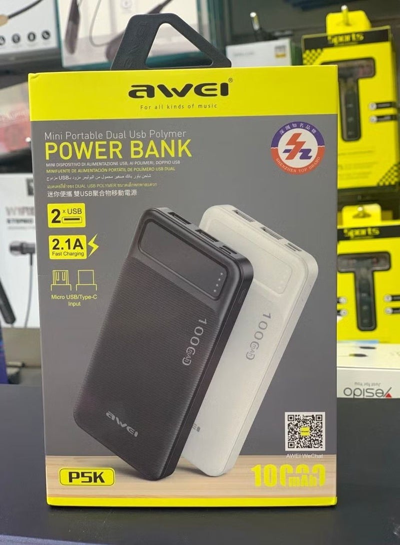 Awei Mini Portable Dual Usb Polymer Power Bank