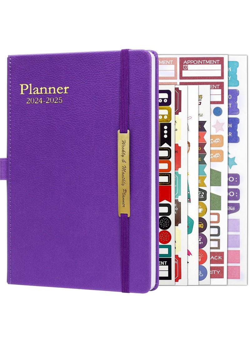 INFOSUN 2025-2026 Leather Planner Weekly and Monthly, 18 Months Calendar Book, 2025 Academic Planner From Jan. 2025-June 2026, 2025 Appointment Book, Daily Agenda, Yearly Teachers Planner (5.7 X 8.5"Purple)  - Image 1