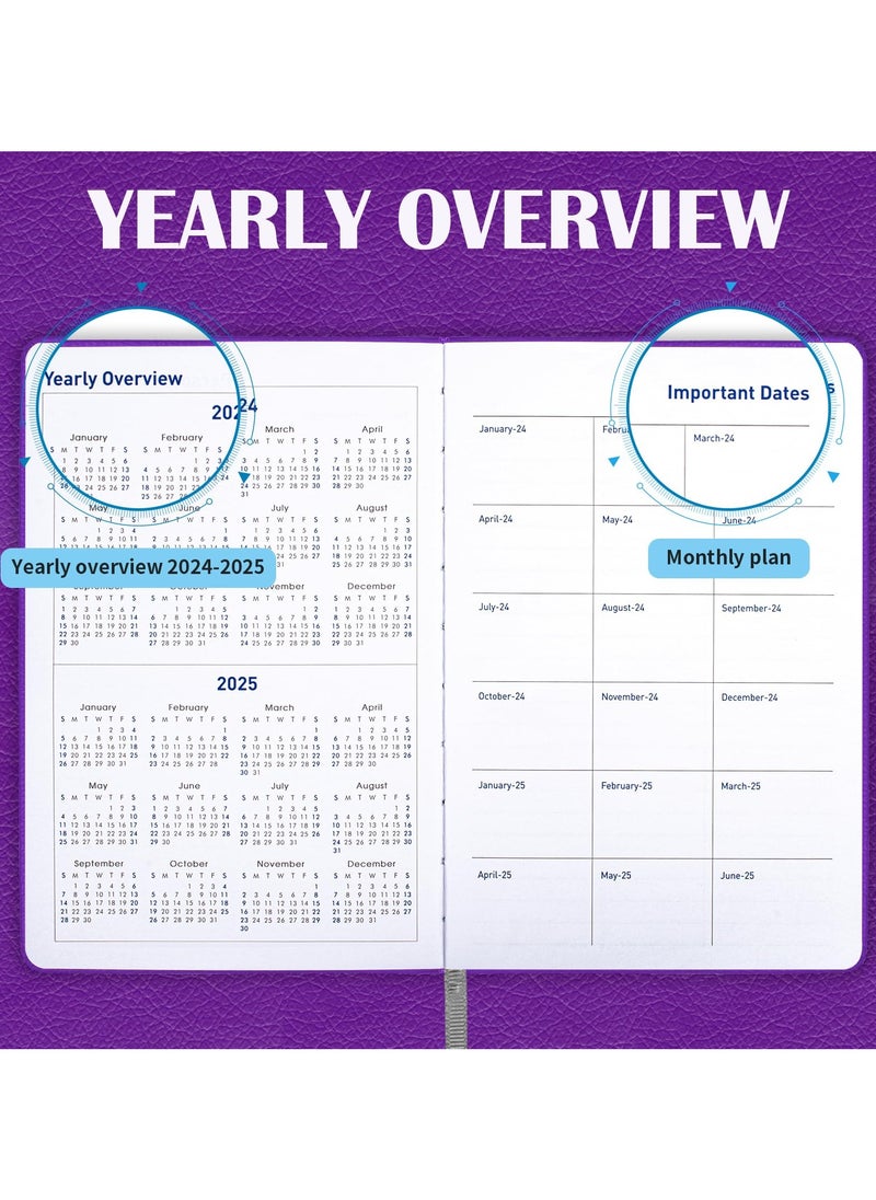 INFOSUN 2025-2026 Leather Planner Weekly and Monthly, 18 Months Calendar Book, 2025 Academic Planner From Jan. 2025-June 2026, 2025 Appointment Book, Daily Agenda, Yearly Teachers Planner (5.7 X 8.5"Purple)  - Image 3