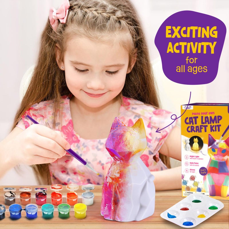 LAOESE Paint Your Own Cat Lamp Kit, Art Supplies Arts & Crafts Kit, Painting kit for Kids 6-12, Arts and Crafts for Kids Ages 8-12, Toys Girls Boy Birthday Gift Ages 3 4 5 6 7 8 9 10 11 12+ - Image 2