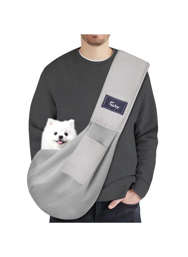CUBY CUBY Dog and Cat Sling Carrier, Hands Free Reversible Pet Papoose Bag, Soft Pouch Adjustable, Suitable for Puppy Cats for Outdoor Travel (Grey Mesh, one Size mesh) - Image 1