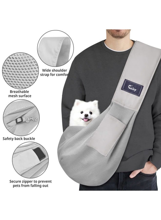 CUBY CUBY Dog and Cat Sling Carrier, Hands Free Reversible Pet Papoose Bag, Soft Pouch Adjustable, Suitable for Puppy Cats for Outdoor Travel (Grey Mesh, one Size mesh) - Image 3