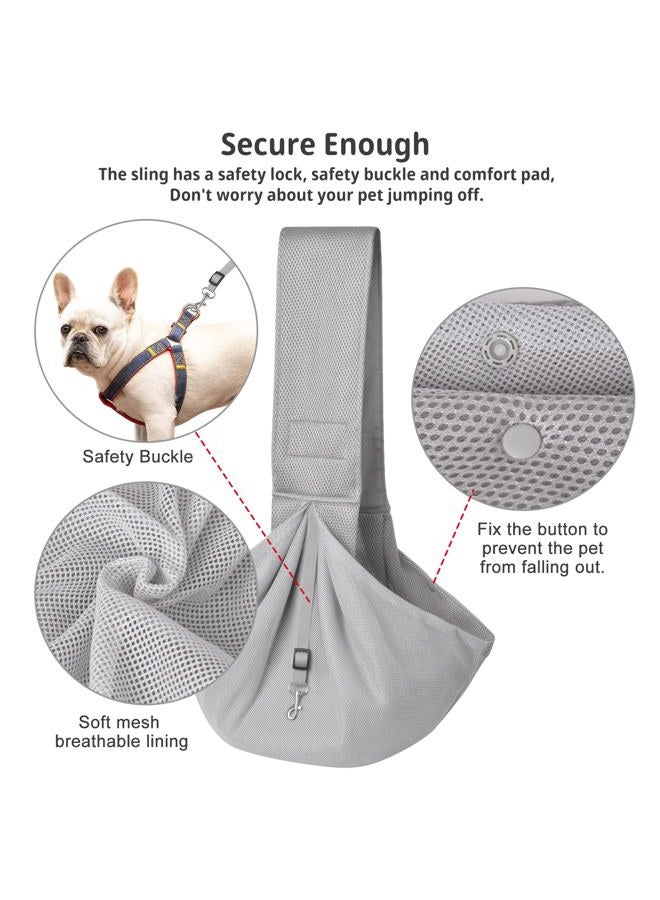 CUBY CUBY Dog and Cat Sling Carrier, Hands Free Reversible Pet Papoose Bag, Soft Pouch Adjustable, Suitable for Puppy Cats for Outdoor Travel (Grey Mesh, one Size mesh) - Image 2