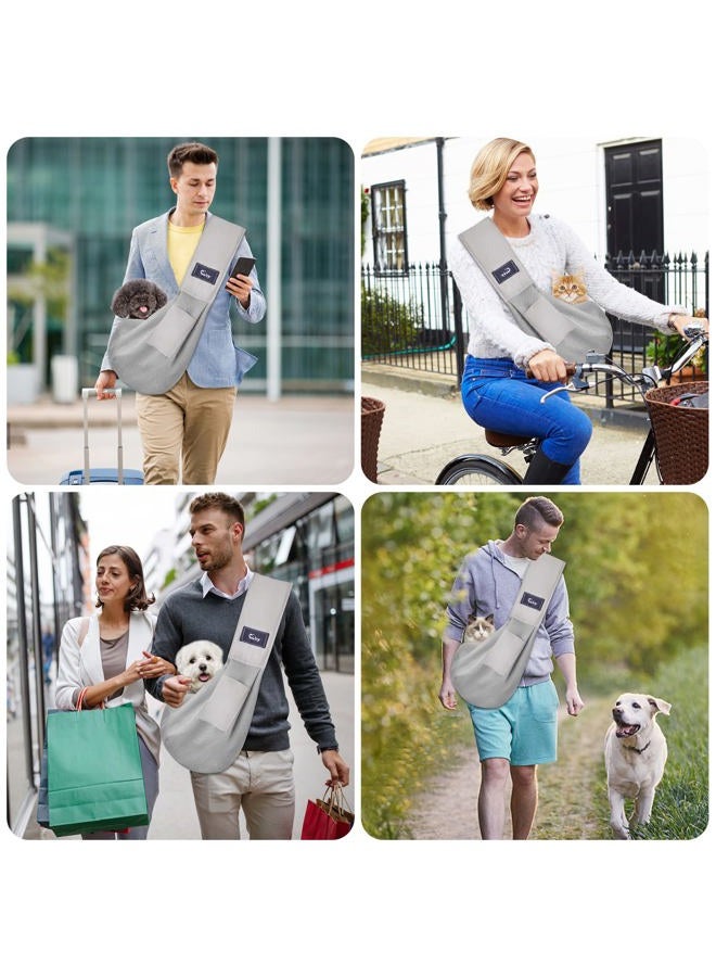 CUBY CUBY Dog and Cat Sling Carrier, Hands Free Reversible Pet Papoose Bag, Soft Pouch Adjustable, Suitable for Puppy Cats for Outdoor Travel (Grey Mesh, one Size mesh) - Image 5