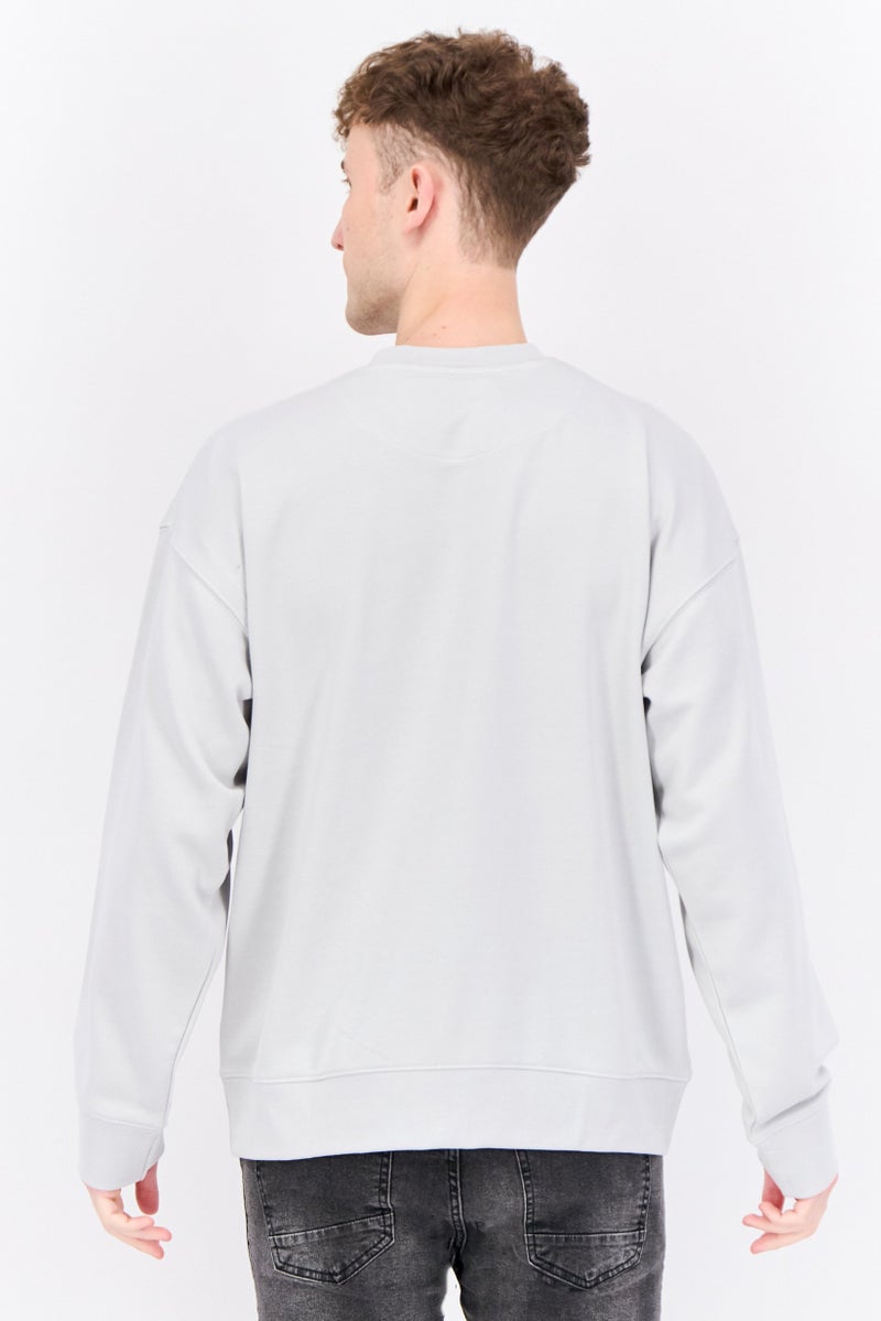 Established Redefining Essentials Men Crew Neck Long Sleeves Brand Logo Sweatshirt, Grey - Image 3