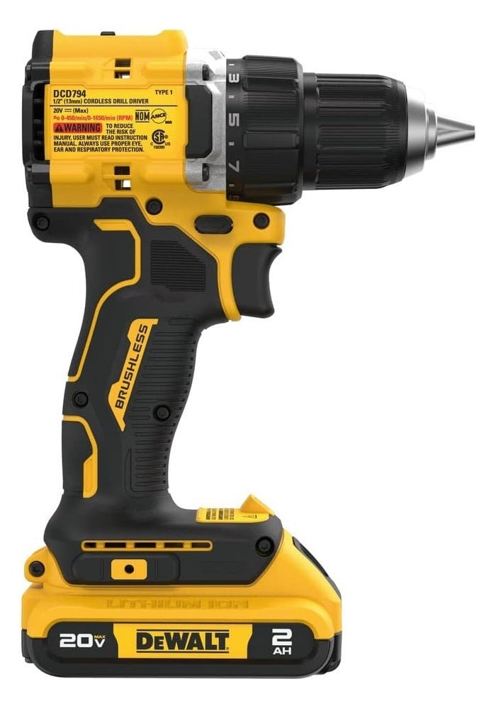 DEWALT DCD794D1 20V MAX Atomic Compact Series Brushless Lithium-Ion 1/2 in. Cordless Drill Driver Kit (2 Ah) - Image 5