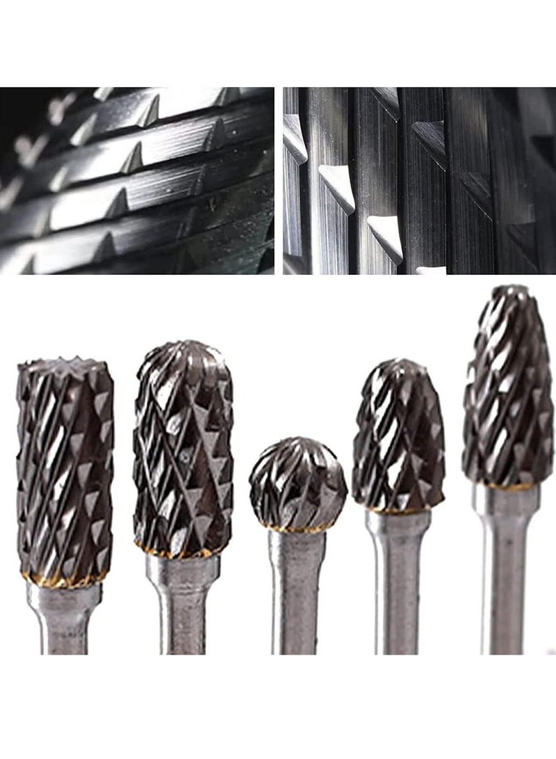 Double Cut Tungsten Carbide Rotary Burr Set 10pcs 1 8 Shank 1 4 Head Length Tungsten Steel for Wood and Stone Carving Steel Metal Working - Image 3