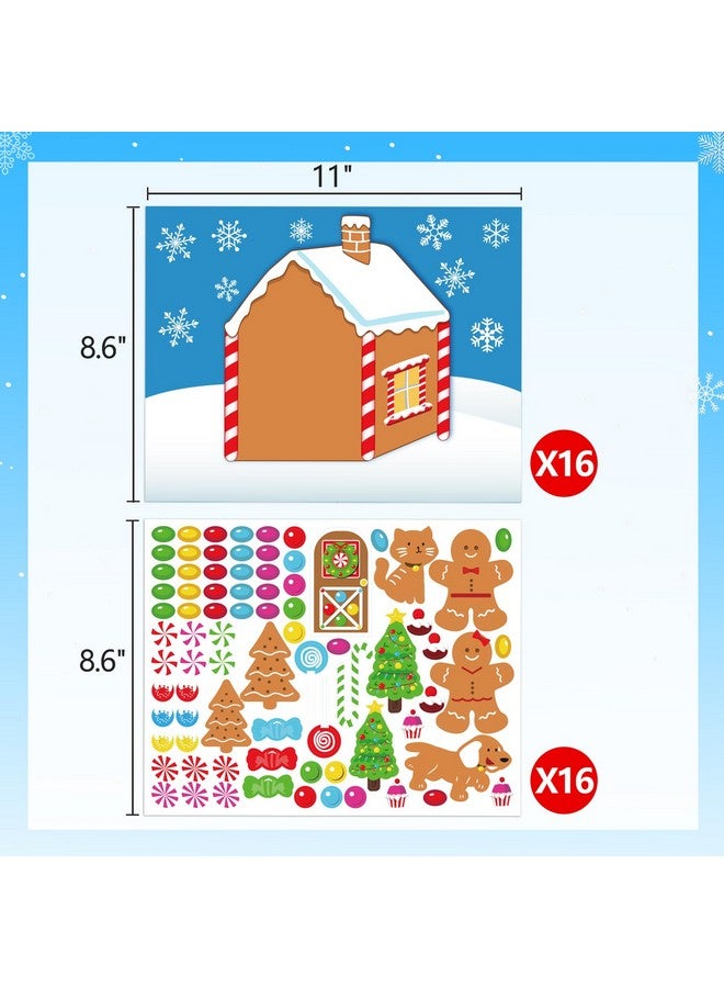 jollylife 32PCS Make-a-Gingerbread House Stickers for Kids - Christmas Party Game/Craft/Activity/Favor/Supplies - 16 Finished Products - Image 3