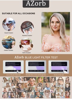 AZorb Metal Blue Light Glasses for men women Square Clear Lens eyeglasses Anti blue light blocking eye glasses for Reading Gaming Computer Phone Gold  - Image 3
