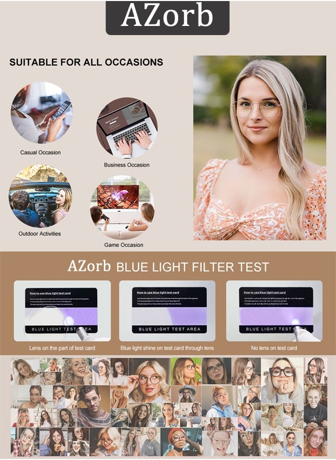 AZorb - Metal Blue Light Glasses for men women Square Clear Lens eyeglasses Anti blue light blocking eye glasses for Reading Gaming Computer Phone Gold - Image 1