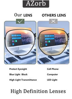 AZorb Metal Blue Light Glasses for men women Square Clear Lens eyeglasses Anti blue light blocking eye glasses for Reading Gaming Computer Phone Gold  - Image 5