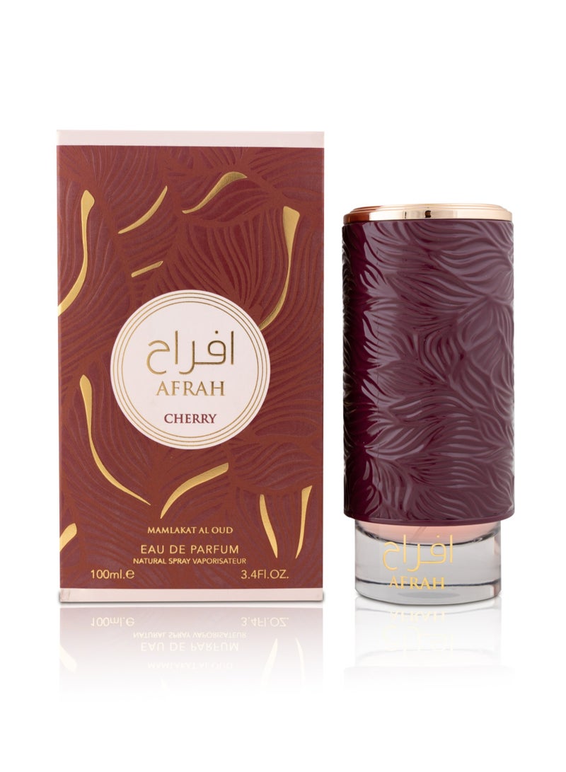 Mamlakat Al Oud Afrah Cherry Eau De Parfum, 100ml | Fruity, Sweet & Woody Fragrance with Cherry, Jasmine & Vanilla  - Image 1