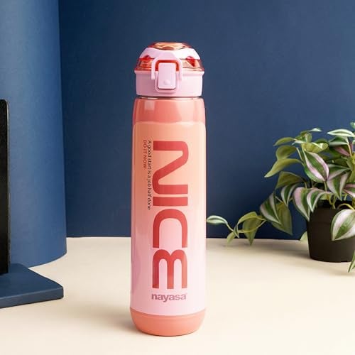 Nayasa Turbo Water Bottle 730ml | BPA Free Plastic | Leak Proof Push Button Cap | School, Office Use | Black - Image 1