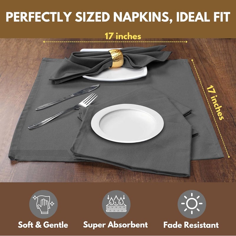 Native Fab Cloth Napkin Set of 12 100 Cotton Washable Reusable Dinner Cloth Napkin 17x17 inches Table Decor Napkins for Dinner Events Gray - Image 4