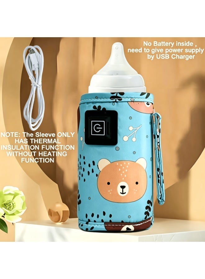 insular Blue Bear Portable Baby Milk Warmer, 3 Temperature Settings 65℃/55℃/45℃, USB Bottle Heater for Breastmilk & Formula, Universal Fit for Most Bottles - Image 5