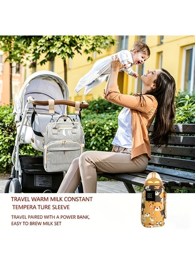 insular Blue Bear Portable Baby Milk Warmer, 3 Temperature Settings 65℃/55℃/45℃, USB Bottle Heater for Breastmilk & Formula, Universal Fit for Most Bottles - Image 4