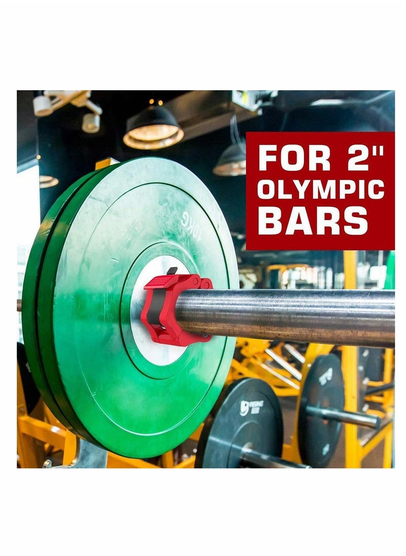 Y&D Pair of 2" inch ABS Locking Collars Clamp Hook Grip w/Quick Release Secure Snap Latch For Standard Olympic Barbells  - Image 3