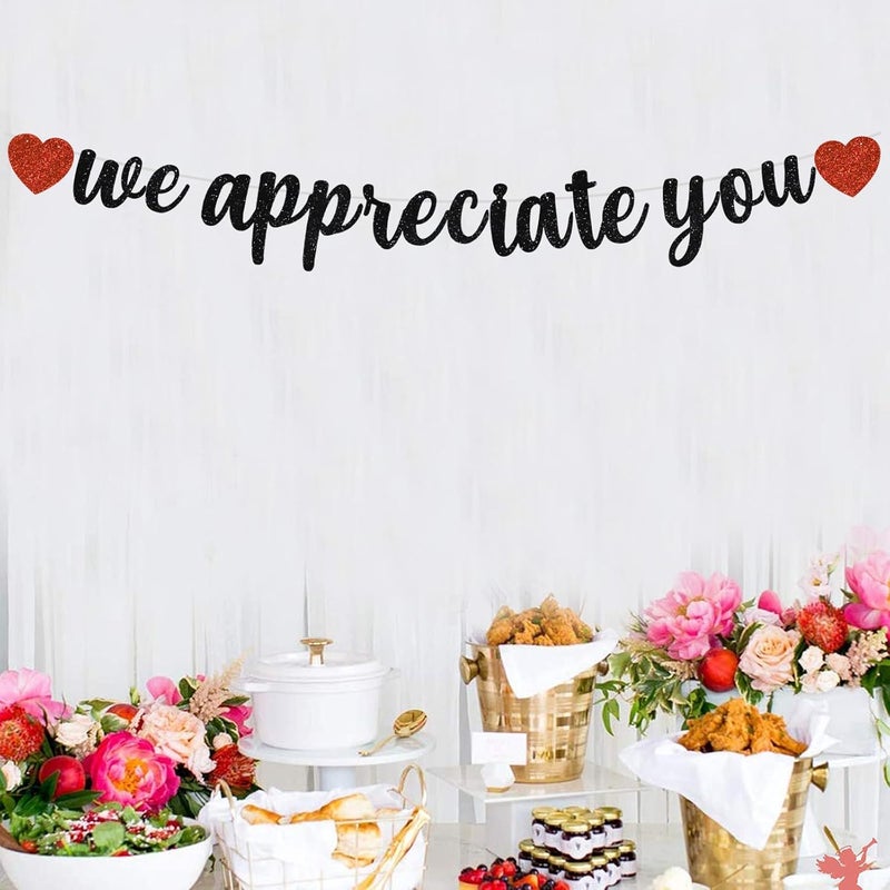 BEISHIDA Black We Appreciate You Banner No DIY Employee Appreciation for Office Party Decorations Thank You for Employee Teacher Doctor Nurse Staff - Image 5