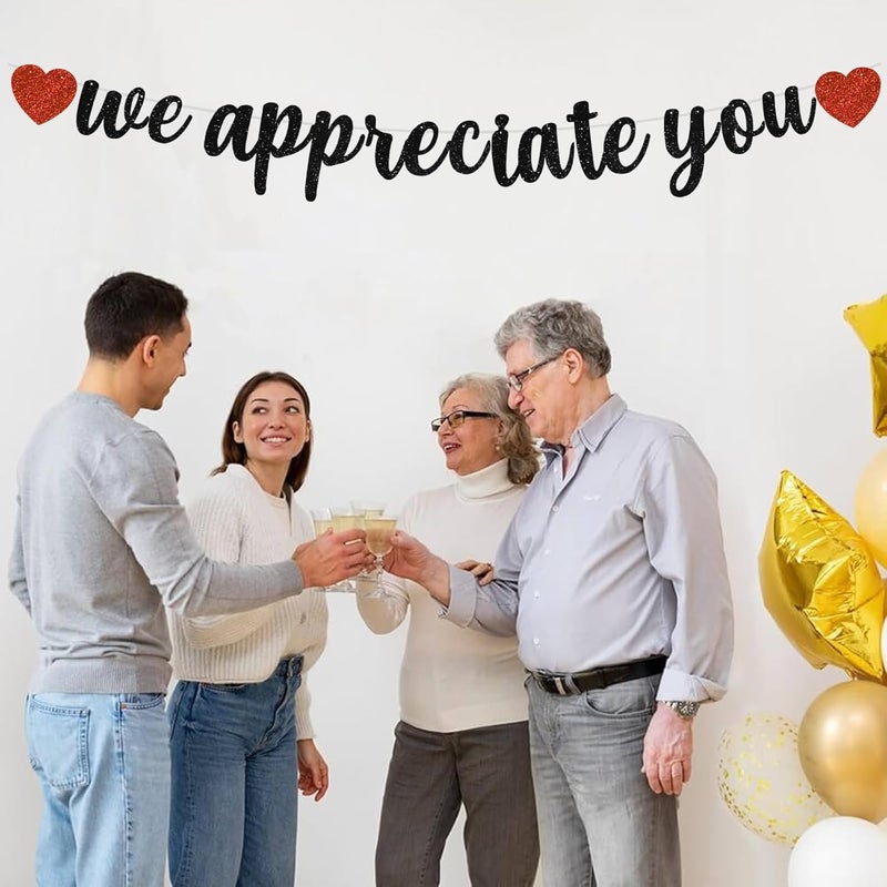 BEISHIDA Black We Appreciate You Banner No DIY Employee Appreciation for Office Party Decorations Thank You for Employee Teacher Doctor Nurse Staff - Image 4