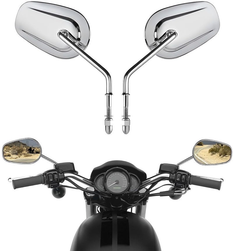 VPZMT 8mm Teardrop Rearview Mirrors Compatible with Harley Davidson Road King CVO Road Street Tri Glide Freewheeler Street XG500 XG750 Sportster XL883 1200 Softail Street Bob (Sliver) - Image 1
