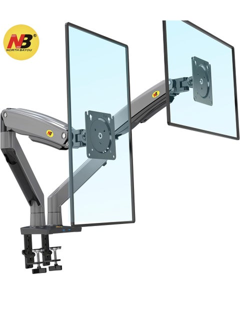 Dual Monitor Desk Mount Stand Full Motion Swivel Computer Monitor Arm Fits 2 Screens up to 32'' with Load Capacity 6.6~26.4lbs for Each Monitor F195A