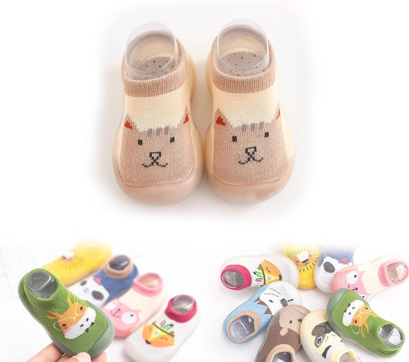 Non-Slip Baby Slippers, Unisex Baby Socks Shoes, Kids Baby Girl Boys Toddler Anti-Slip Slippers, Socks Cotton Shoes, Flexible Cozy Breathable Shoes for Baby Toddler Infant Child Kid (12-18M,B) - Image 1
