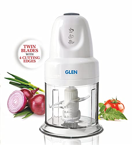 Glen Electric Chopper 200W Including 2 Stainless Steel Blade, 1 Jar with Whisking Disc 500ml Bowl (4043 Turbo, White) - Image 2